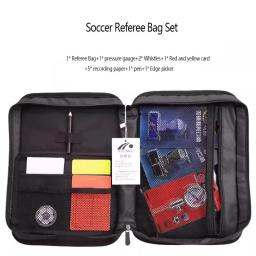 Futebol profissional árbitro saco com apito, vermelho e amarelo cartões, Pick Edge moeda barômetro, futebol carteira set kit, equipamento de árbitro - Image 4