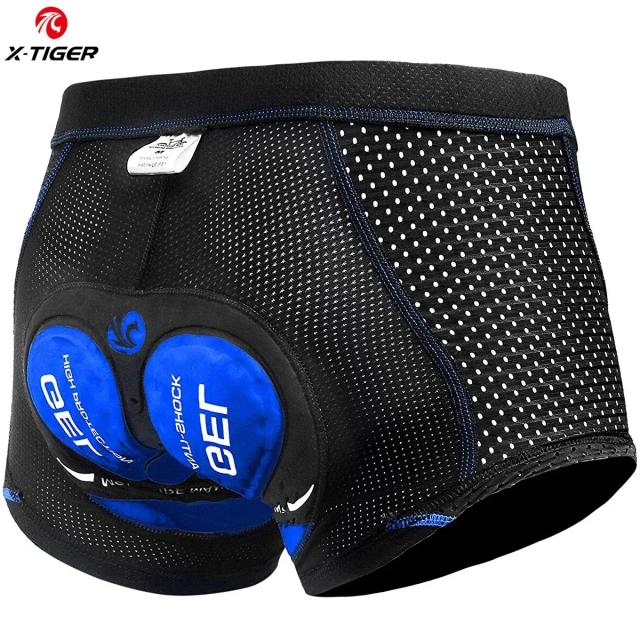 Shorts Masculinos de Ciclismo X-Tiger com Almofada de Gel 5D, Respirável e Antiderrapante para MTB e Estrada