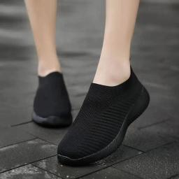 Calçado esportivo slip-on leve para mulheres, tênis casuais, sapatilhas de cesta respiráveis, tênis de corrida e caminhada - Image 5