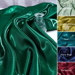 Tela metálica do cetim líquido lustroso, seda de cristal, decoração do vestido de casamento, material do desenhista de roupa, matéria têxtil verde, luxo - Image 1