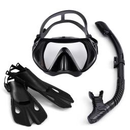 Máscara De Mergulho Profissional E Snorkel, Equipamento De Mergulho, Snorkeling De Ângulo Largo, Barbatanas De Barbatanas, Flipper Panorâmico - Image 3