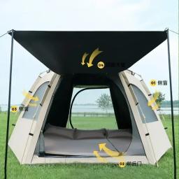 Barraca de acampamento dobrável automática, impermeável, Anti sombra UV, portátil, ao ar livre, pop up, praia, piquenique, caminhada, Hexa Canopy, 8 pessoas - Image 6