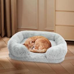 Cozy Plush Praça Pet Sofá-cama, espreguiçadeira ortopédica, Fluffy Zipper Cover, lavável, quente, Pet Almofada - Image 3
