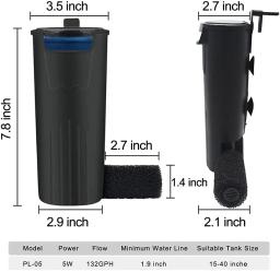 Aquário Filtro Interno para Tanques Tartaruga, Répteis, Anfíbios, Sapo, Fish Tank, 3 a 20 galões - Image 3