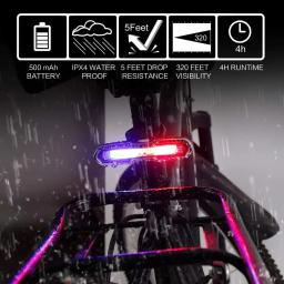 USB recarregável LED bicicleta luzes, cauda lâmpada, impermeável, montanha estrada ciclismo, iluminação de bicicleta, lanterna traseira para lanterna bicicleta - Image 4