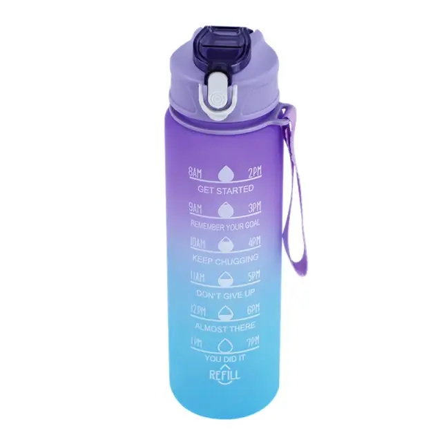 Garrafa de Água Esportiva Kawasima 900 ml com Marcador de Tempo, À Prova de Vazamentos e Portátil, Ideal para Fitness e BPA Livre
