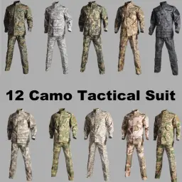 Uniforme tático camisa + calças camo camuflagem uniforme de combate roupas masculinas terno airsoft caça cs jogo - Image 3