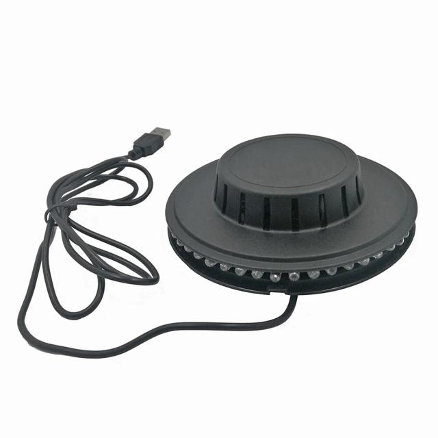 Disco de Luz LED USB RGB Rotativo com Som, Efeito Strobe Multicor para Festas, Decoração de Carro e Quarto, 5W