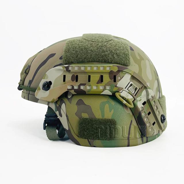Capacete MICH IIIA com Forro Wendy em Camuflagem FG MC CP, Cor Musgo e Aramida Rápida M88, Design Alto Cintura 2000