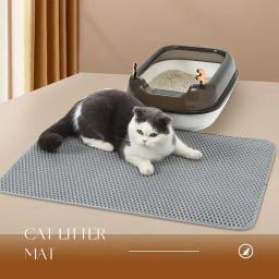 Lavável gato areia caixa prendendo esteira, dupla camada Design, Litter coleção, filtro, esfregando, pé, controle de areia, gatinho - Image 5