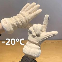 Luvas de esqui femininas inverno velo engrossado quente de pelúcia algodão impermeável luvas de tela sensível ao toque para equitação ao ar livre montanhismo - Image 1