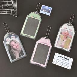 Kawaii Casa Titulares Do Cartão Com Corrente, Kpop Photocard Titular, Tampa De PVC Transparente, Chaveiro, 1Pc - Image 2
