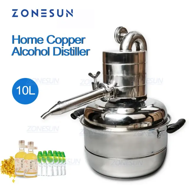 Destilador de Álcool para Vinho e Cerveja Zonesun 10L em Aço Inoxidável - Equipamento Doméstico de DIY para Condensação Pura