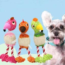 Papagaio Forma Pelúcia Brinquedos Do Cão, Adorável Flamingo Cor Brilhante, Resistente à mordida, Moagem dos dentes e som do produto, Pet Chew Squeaky Toy - Image 1