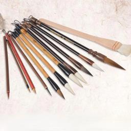 12 pçs pintura chinesa tradicional lian pincel caneta conjunto paisagem pintura a tinta pintados à mão desenho ferramenta tinta china caneta especial - Image 2