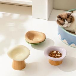 Levantou comida elevada e água tigelas com suporte de madeira para animais de estimação, levantada elevada tigelas, alimentação suprimentos para cachorro e gatinho - Image 1