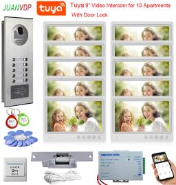 WiFi Doorbell Video Intercom, Campainha com Câmera de Desbloqueio Rfid, Tuya Smart Home Security, 9 "Telas, 8 10 12 - Image 1