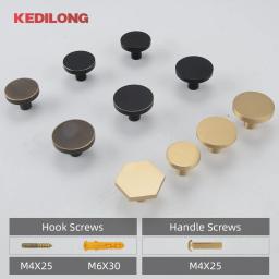 KEDLO Ganchos de parede de latão sólido para portas e janelas, ferragens para móveis, armários de cozinha, gavetas, botões planos circulares - Image 1