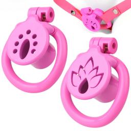 Fechadura de castidade negativa integrada com cinto para homens, 4 anéis de galo, gaiola antiderrapante abdominal masculina, micção conveniente, brinquedo sexual - Image 1