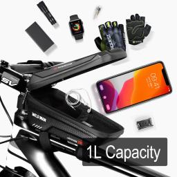 Wild man novo saco de bicicleta quadro frente tubo superior saco ciclismo à prova dwaterproof água 6.6in caso telefone touchscreen saco mtb pacote acessórios da bicicleta - Image 6