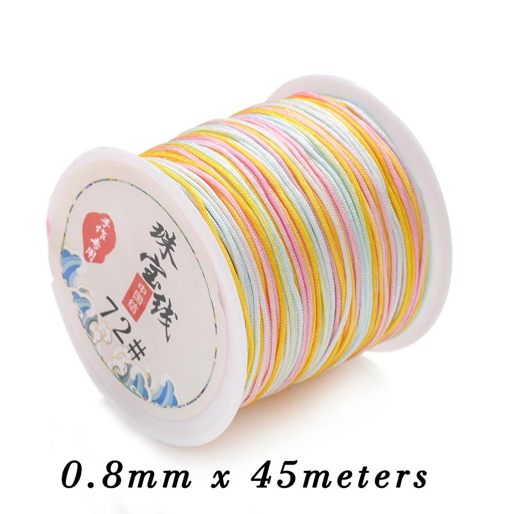 IYOE-Cabo De Nylon para Fazer Jóias, Cor Gradiente, Rosca Macramé, Corda para Pulseira, DIY Bordado Artesanato, Encantos Borla, 45m por Rolo, 0.8mm - Image 1
