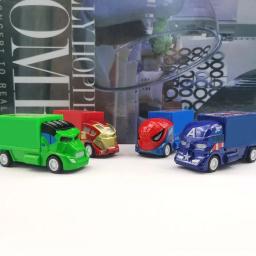 Avengers Car Model Toy para Meninos, Liga, PVC, Capitão América, Hulk, Ironman, Spiderman Figurinhas, caminhão, Pull-back Veículo, 4Pc Set - Image 5