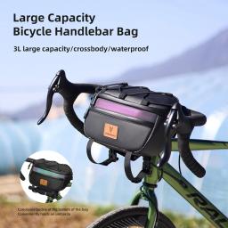 Portátil Multifuncional Bicicleta Guiador Bag, Quadro Pannier, Bolsa de Ombro, Acessórios Da Bicicleta, 3L, Reflexivo, Universal - Image 1