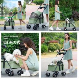 Dobrável Outdoor Pet Stroller, Gato e Cão Trolley, Leve, Respirável, 4 Rodas, Pet Supplies Fabricante, Venda Quente - Image 2
