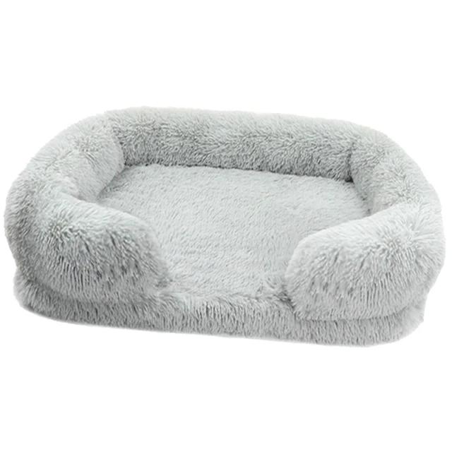 Cama Ortopédica de Espuma com Pelúcia para Cães, Confortável e Lavável, Estilo Quadriculado com Tampa Removível