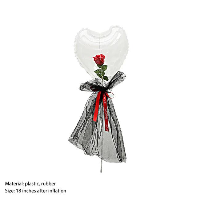 Balão Transparente de Hélio em Forma de Coração e Rosa para Decoração de Casamentos e Aniversários