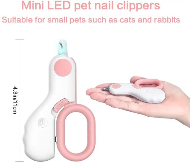 Clippers de Unhas com Luzes LED para Gatos e Coelhos - Ferramenta Profissional de Cuidado e Beleza para Animais de Estimação