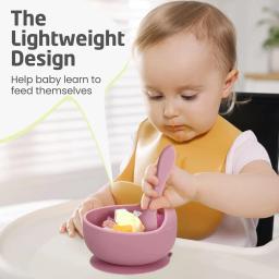 Tigela de silicone auto-alimentada para crianças, tigela de caracol, otário infantil anti-queda com colher, talheres de alimentação para bebê - Image 3