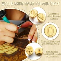 Pyrography Carving Stencil Set, DIY Wood Burning Set, 26 Letras, Molde De Cobre, Molde, Ferro De Solda, Caneta Dicas, Kit Ferramentas, Gadgets - Image 2