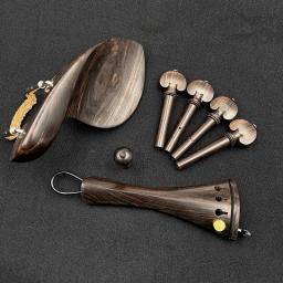 1 conjunto de alta qualidade violino 4/4 ébano natural acessórios de madeira acessórios de peças, tailpiece + pinos de ajuste + endpins + descanso queixo/suporte de queixo - Image 1