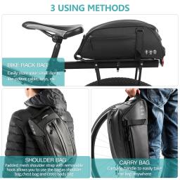 Waterproof bicicleta traseira Rack Bag, portador da bicicleta, ciclismo traseira Rack, bolsa de ombro, PU, grande capacidade, montanha bicicleta Bag, MTB - Image 4