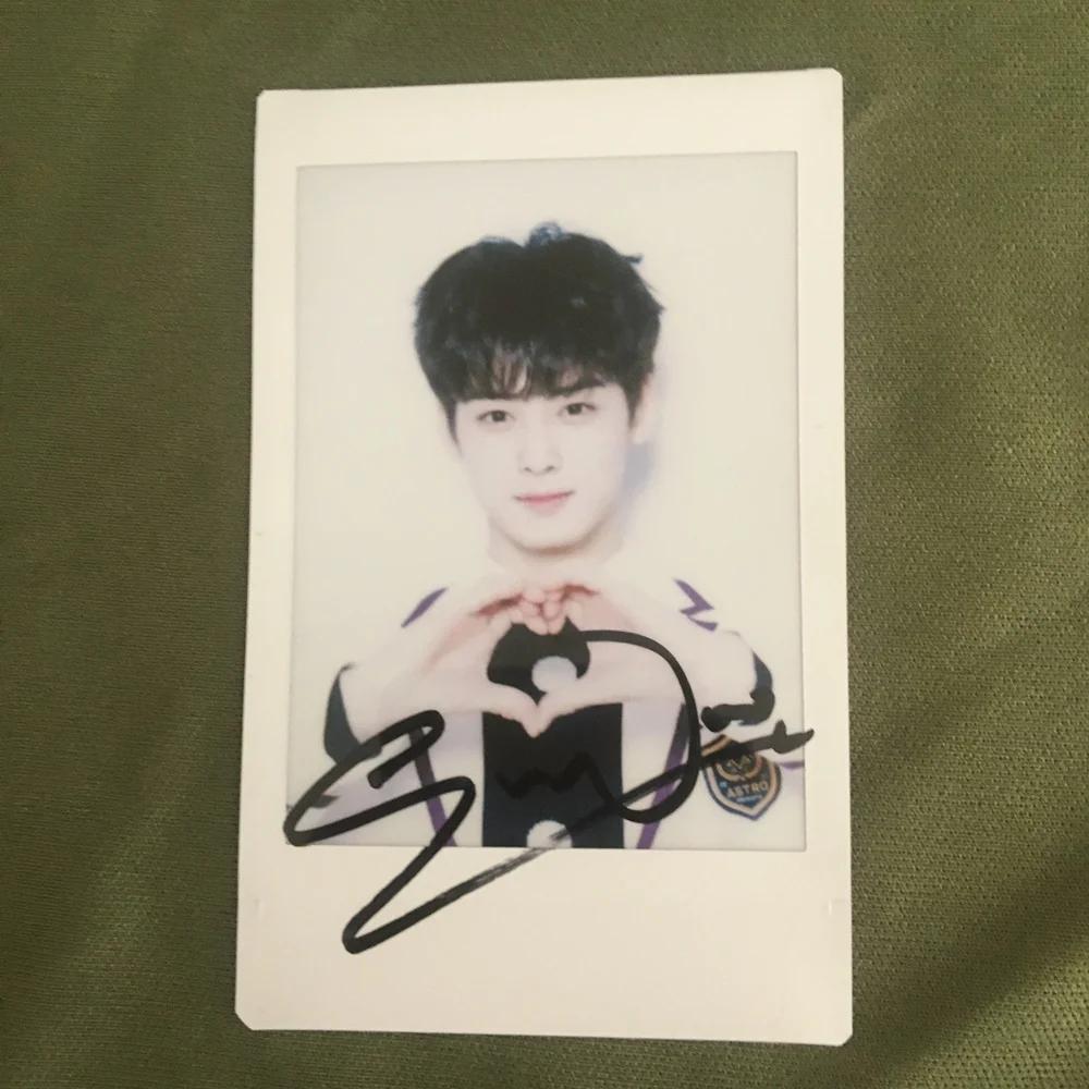 Cartões fotográficos Cha EunWoo autografados, 3 polegadas, K-POP coleção, 2023 - Image 1