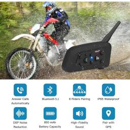 V6 Plus Bluetooth Intercom Fones de ouvido, Futebol Árbitro Arbitragem Intercomunicador, Motocicleta Comunicador impermeável, 1200m - Image 4