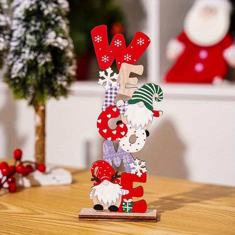 Letras Pintadas De Madeira Homem Velho Sem Face, Ornamentos DIY Pêndulo De Gnome De Natal Presentes De Ano Novo Decoração de Natal - Image 1