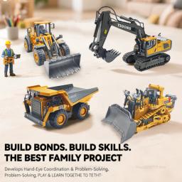 Crianças carro de controle remoto brinquedos fora da estrada escavadeira caminhão basculante bulldozer veículos elétricos rc presente para meninos meninas sala de jogos ao ar livre - Image 2