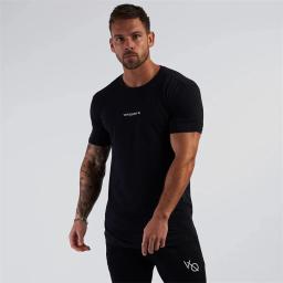 Camiseta de manga curta masculina com gola redonda, blusa fitness, roupa esportiva para exercícios, casual, moda verão - Image 3