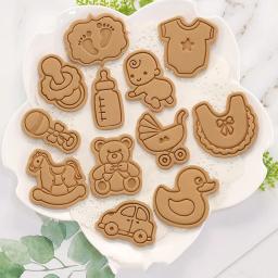 Chá de bebê cookie embosser molde dos desenhos animados cookie molde casa cozimento diy fondant molde 3d biscoito imprensa corte morrer decoração do bolo - Image 2