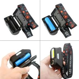 Lanterna LED com bateria recarregável, Farol de lanterna portátil, Farol de acampamento ao ar livre, 5 modos, 18650, USB - Image 3