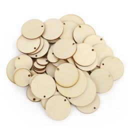 Natural Forma Redonda Ornamento De Madeira, Pedaço De Madeira De Scrapbooking, Pingente De Suspensão, Artesanato Artesanal, Decoração De Casa, DIY, 50Pcs - Image 4