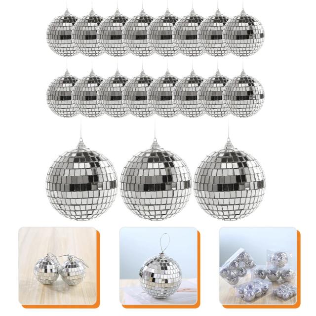 Bolas Reflexivas de Glitter para Natal - Conjunto de 24 Mini Acessórios para Decoração de Palco e Teto