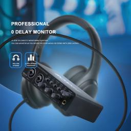 BOMGE-USB Interface de áudio com pré-amplificador de microfone, U202, XLR, TSR, portas TS, 48V, 32 bits, Resolução 192kHz para gravação em computador, Stream - Image 5