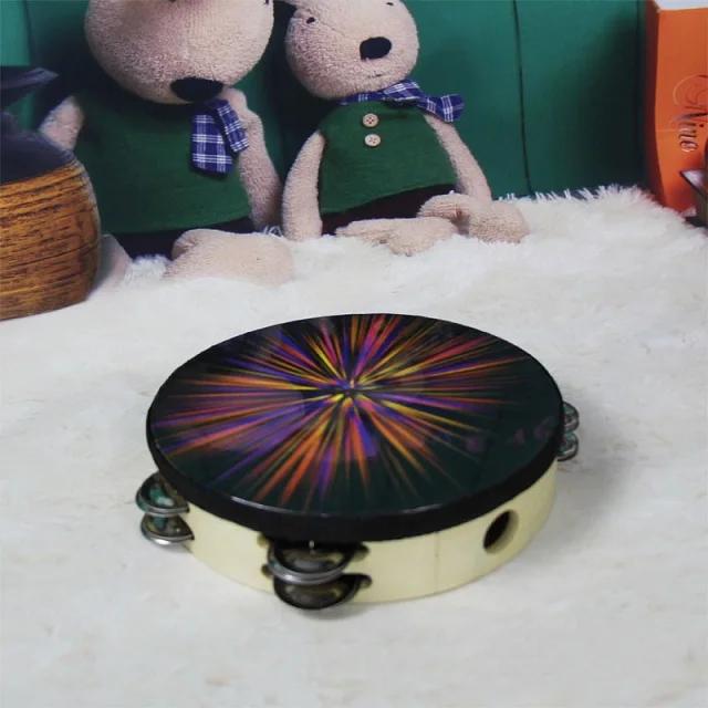 "Bateria Dupla Linha para Adultos - Pandeiro Colorido Estilo Pirulito para Música e Percussão - Presente Profissional 8""
