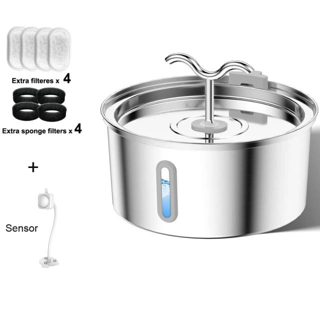 Dispenser de Água Automático em Aço Inoxidável para Pets, Silencioso e de Grande Capacidade de 3,8 L, Ideal para Cães e Gatos