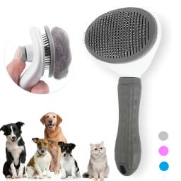 Auto-limpeza Pet Hair Remover Comb, Cat Slicker Brush, Grooming Acessórios, Dog Combs - Image 1