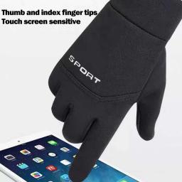Luvas térmicas impermeáveis para homens e mulheres, forrado de lã, resistente, tela sensível ao toque, antiderrapante, cinza, passeios de moto, ao ar livre, inverno - Image 4