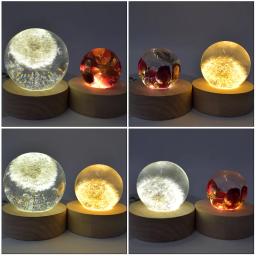 Base redonda de madeira com luz led, resina epóxi, molde de silicone, forma de bola 3d, cristal, artesanato diy para casa, ornamento de arte em resina - Image 2